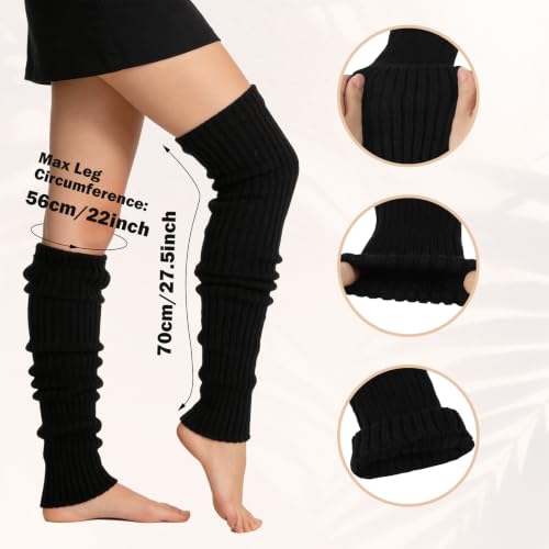 Image of XEPST 2 Pairs Leg Warmers for Women, High Boot Cuffs Knitted Boot Topper Warmers Over Knee Footless Socks for Winter Warmer
