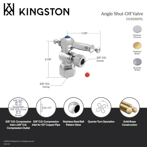 Butée d'angle compression Kingston étanchéité parfaite laiton vintage 5/8 x 3/8 - 4