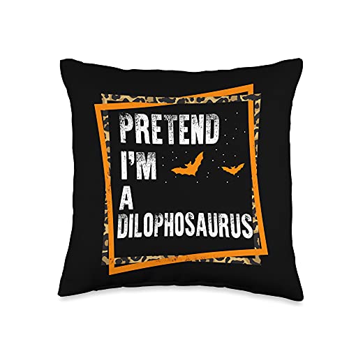 Dilophosaurus Tees by NewNow Co. Pretend I'm A Dilophosaurus Easy Lazy Halloween Costume Part Throw Pillow, 16x16, Multicolor