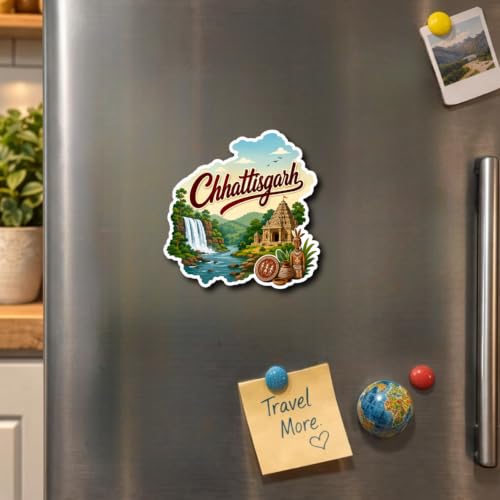 Image of Decorative Fridge Magnet Sticker for Refrigerator | Strong Magnetic Fridge Decor for Kitchen | Reusable Refrigerator Magnet for Home & Office, AG FM Chhattisgarh