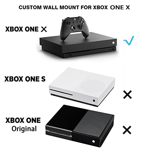 Monzlteck Wall Mount For Xbox One X (Not Fit For One Original)，All Metal Vertical Hanging On Wall With Power Botton Left/Right,Wall Shelf Bracket For X1X #TOP4