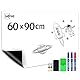Whiteboard Magnetisch Folie 90 x 60 cm, Magnetfolie Selbstklebend Stark Abwischbare Magnet-Tafel Weiß, Inklusive Whiteboard Marker & SchwammMagnetes, Gelten Büro, Magnetisch Folie Tafelfolie