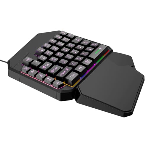 Genérico Teclado mecánico de 1 Mano,Teclado de 1 Mano, de Juego mecánico RGB programable - de Juego Profesional, para Zurdos, ergonómico, Plugplay para teléfonos móviles
