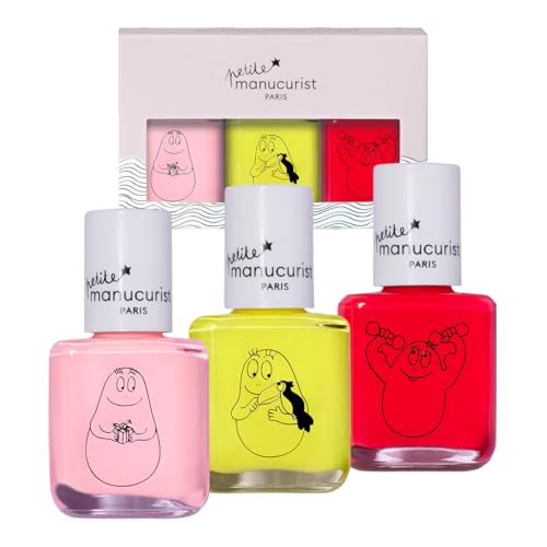 Manucurist Kit Vernis Enfant à l'Eau Barbapapa - 3 Vernis à Ongles Non-Toxiques Rose, Jaune, Rouge - Maquillage Enfant - Non Toxique - Cadeau fille 6 ans -...