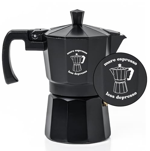 Image of Sipologie Roma Moka Pot, Black 180 ml, Customised - More Espresso