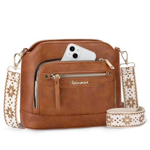 RAINSMORE Bolso Bandolera Mujer Mediano Piel PU Impermeable con Múltiples Bolsillos Bolso de Mano con Correa de Hombro Ancha Ajustable y Desmontable Trabajo Compras Escuela RAINSMORE Bolso Bandolera Mujer Mediano Piel PU Impermeable con Múltiples Bolsillos Bolso de Mano con Correa de Hombro Ancha Ajustable y Desmontable Trabajo Compras Escuela