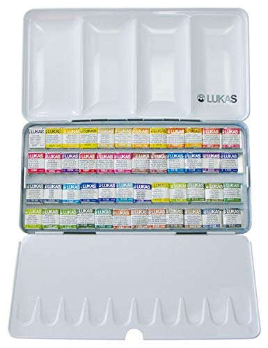 Lukas 1862 Aquarell Artists' Watercolor Paint Set of 48 Half Pans - Vibrant Professional Grade Watercolor Paint - Easy-to-Wet - Intense Color, Long-Lasting - Ideal for Professional Watercolorists