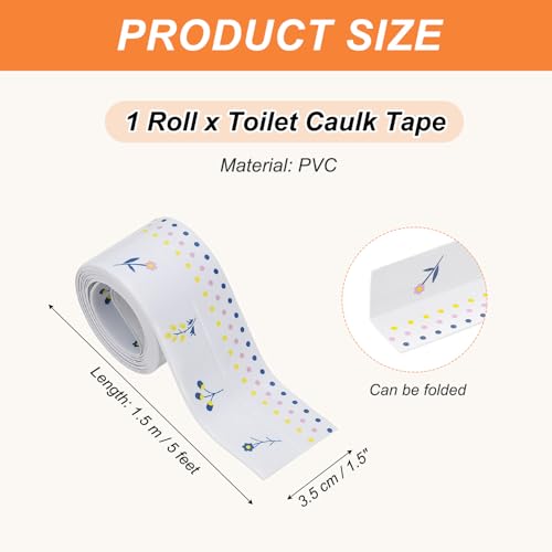 Image of PATIKIL Caulk Tape Waterproof Self Adhesive, PVC Toilet Caulking Sealant Strip Bathtub Caulk Sealing Strip Tape for Bathroom Kitchen Countertop, Flower World (1.5 Inch x 5 Ft)