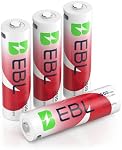 EBL 4 Pack AA Lithium Batteries, USB-C Rechargeable AA Battery, 3500mWh Long-Lasting Power, 1.5V Output, Includes Fast Charging Cable
