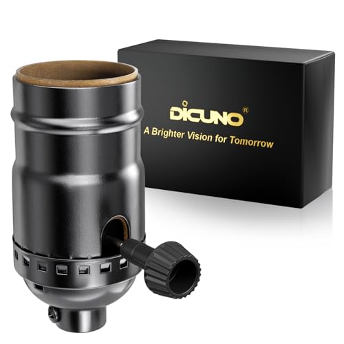 Image of DiCUNO UL Listed 3-Way Lamp Socket Replacement, E26 Standard Threaded Base Light Socket, Turn Switch Knob for Low-Medium-High Light Settings, Table, Floor Lamp Repair Kit, 1-Pack, (Nickel)