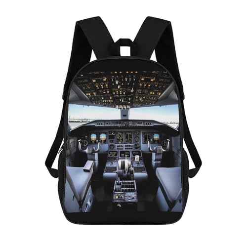 Airplane Cockpit Backpack 17 Inch Laptop Backpack Water Resistant Bookbag Large Capacity Travel Bag