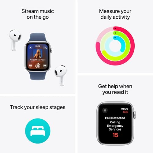 Image of Apple Watch Series 10 [GPS, 46mm] - Silver Aluminum Case with Blue Cloud Sport Loop (Renewed)