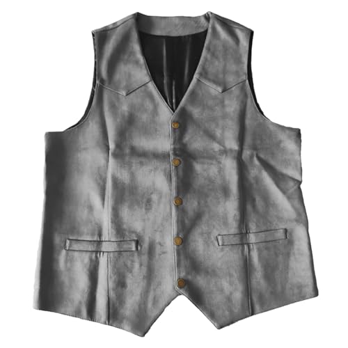 Gilet en daim vintage pour homme col en V finition premium