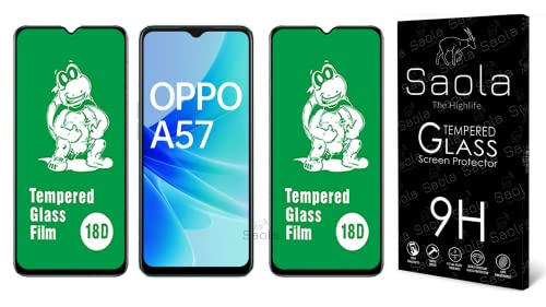 Image of Saola 18D Tempered Glass With Inbuilt AirBag Borders For Oppo A57 (2022)(Pack Of 2) with Free Installation Kit. Full screen Coverage - 6.56 inch