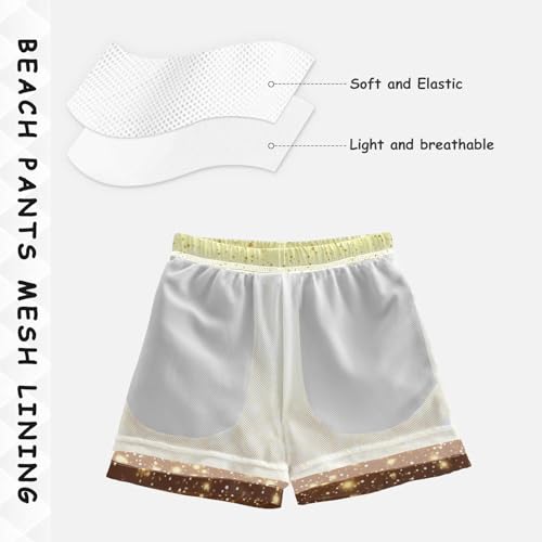 Pigsaly Boys Swim Trunks Cream Gradient Flashing Butter Yellow Glitter Boys Board Shorts Swimsuit Swimwear Bathing Suit 5T4