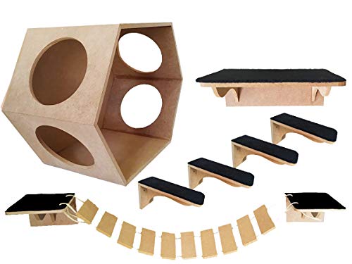 Playground de Gato Sextavado Mdf Crú 7 peças + Mimo