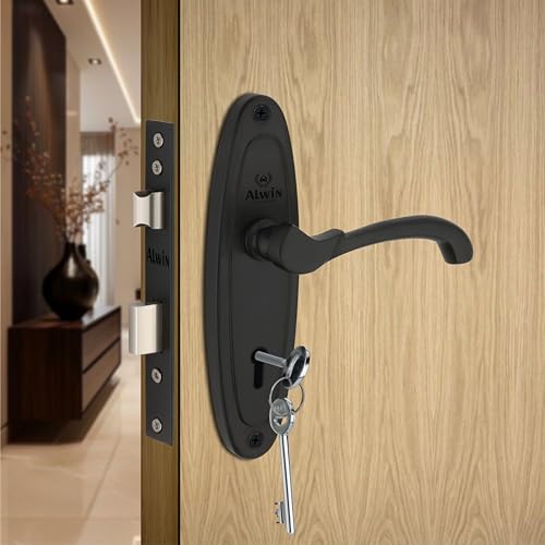 Image of Alwin Rio 7 Inch Iron Mortise Lockset, Matt Black Finish, Single Action Lock with 2 Keys, Used in Left /Right Handed Doors in Home, Office, Hotels, Industries etc (Rio)