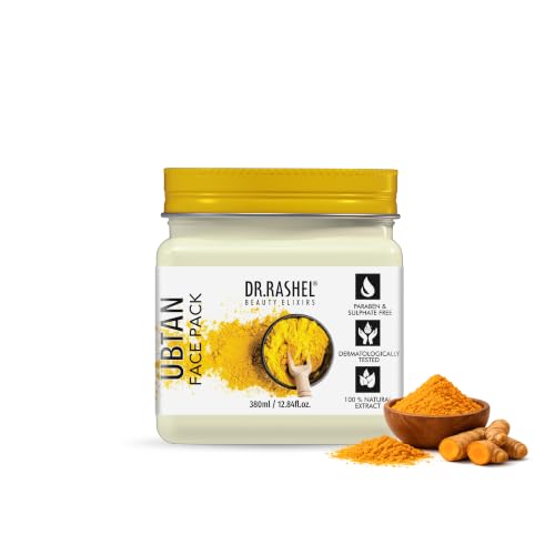 Image of DR.RASHEL Beauty Elixirs Ubtan Face Pack with Haldi for Face & Body Glowing Skin, Oil Control, Acne, Pimples, Blemishes, Pigmentation & Brightening 380 ml