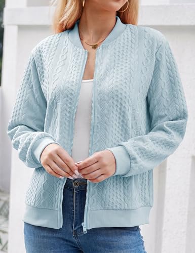 Image of Larmliss Women's Zip Up Cardigan Sweater Hoodies Long Sleeve Jacket Crewneck Casual Outerwear Spring Fall Trendy Coat Outfits