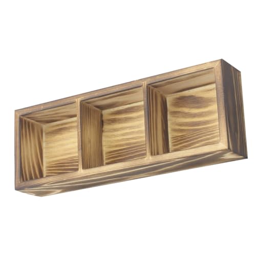 PEPLAYTAL 3 Compartment Tea Storage Organizer Wooden Tea Bag Holder Box for Mudrooms