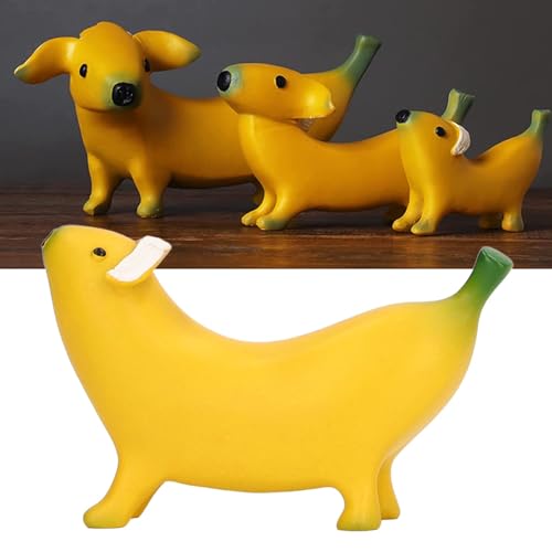 Estatua de perro plátano de resina divertida para jardín miniatura 4