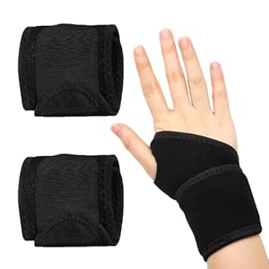 JOOTUEPO 2 Pcs Easy Wrist Brace, Wrist Wraps, Adjustable for Arthritis and Tendinitis, Joint Pain Relief, Compression Wrist Supports at Work for Women Men (Black)
