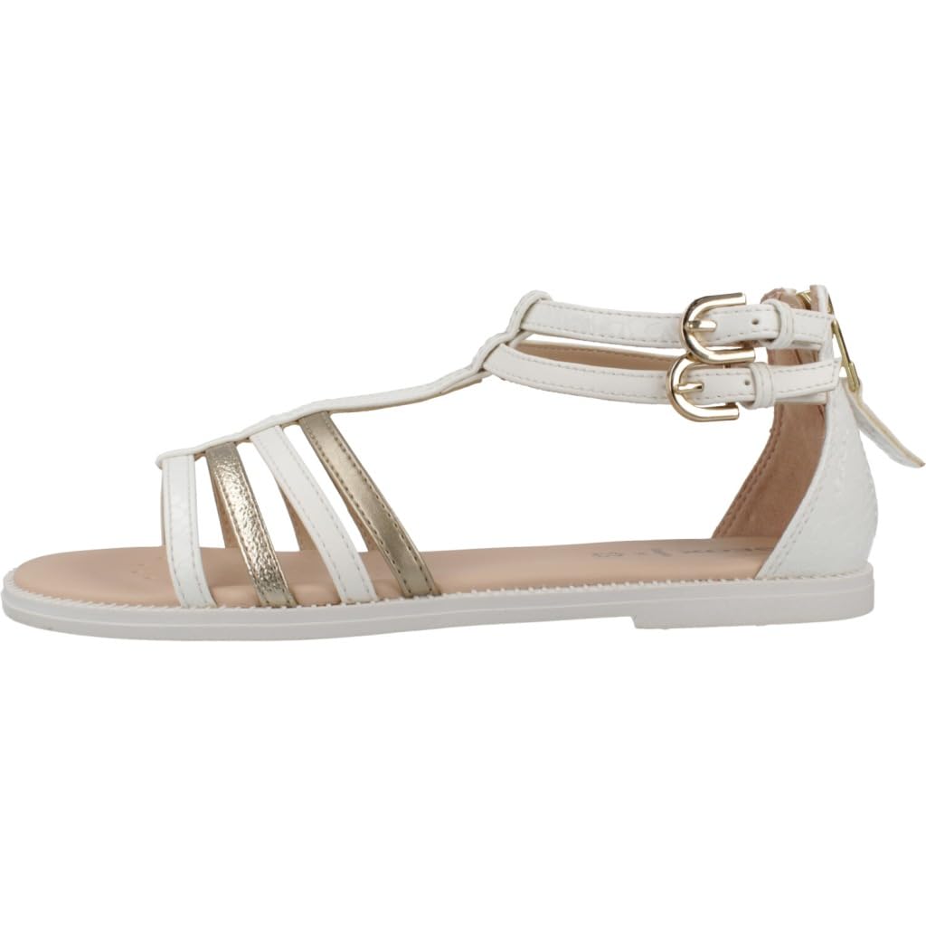 Geox J Sandal Karly Girl, White/Platinum, 34 EU, Biała platyna, 34 EU