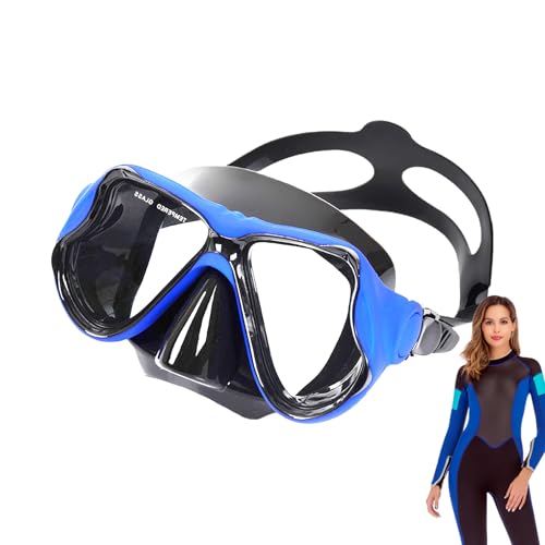 Gafas de natación para adultos con protector de nariz, lente de cristal templado, antiniebla, visión clara de 180°, máscara de buceo y buceo para piscina, océano y uso profesional