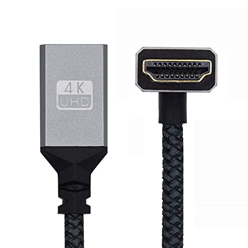 xiwai HDMI-Verlängerungskabel Typ A 4K 60 Hz 3D HDTV HDMI-Extender 0,5 Fuß Stecker auf Buchse Kabel 1,4 Metallgehäuse nach unten abgewinkelt