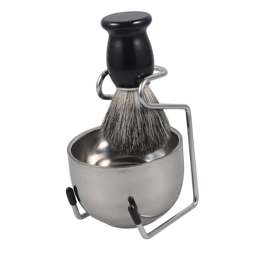 FOMIYES 1 Set Ergonomic Shaving Brush with Foaming Bowl Stand for Men Durable Badger Hair for Home Salon Barber Use