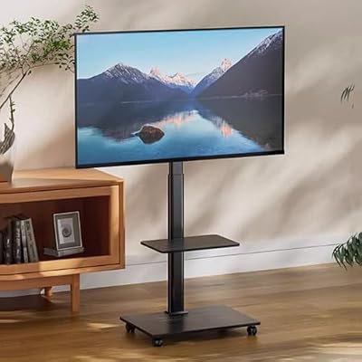 Mobile TV Cart for 32-70 Inch TVs, Height Adjustable, Tilt, 360° Swivel
