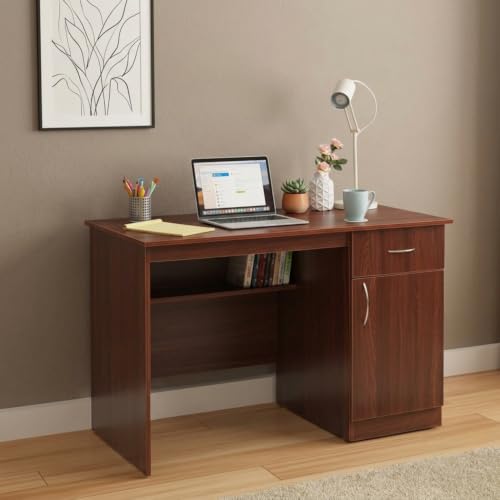 Image of TEKAVO Cron Computer Table for Home pc with Storage Drawer | Office Laptop Table for Work from Home |110L x 50W x 74.5H CM | Brown