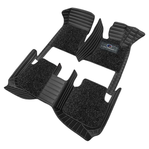 Image of Autofurnish Premium 9D Car Mat Full Set for Mahindra XUV 3XO (Automatic) 2024 || Luxury Leather Dual-Stitch Full Set 9D Car Floor Mat || 100% Waterproof || Color : Black Silver