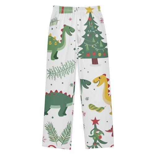 ZZXXB Dinosaur Christmas Tree Boys Long Pants Soft Trousers Elastic Waist Kids Lounge Bottoms with Pockets S-XL