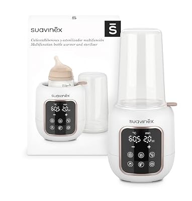 Suavinex Calientabiberones y Esterilizador 2 en 1 Esteriliza Biberones y Chupetes Calienta y Descongela Biberones Leche Materna y Potitos con Modo Rápido y Apagado Automático Fácil de Usar