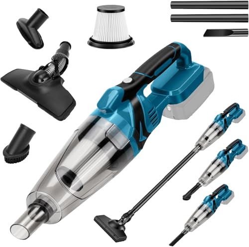 Akku Handstaubsauger Akku Staubsauger für Makita 18V Batterie 10000Pa 4-in-1 Multifunktionaler Staubsauger mit Fugendüse Polsterdüse Bodendüse für Zuhause und Auto Tierhaare (ohne Batterie)