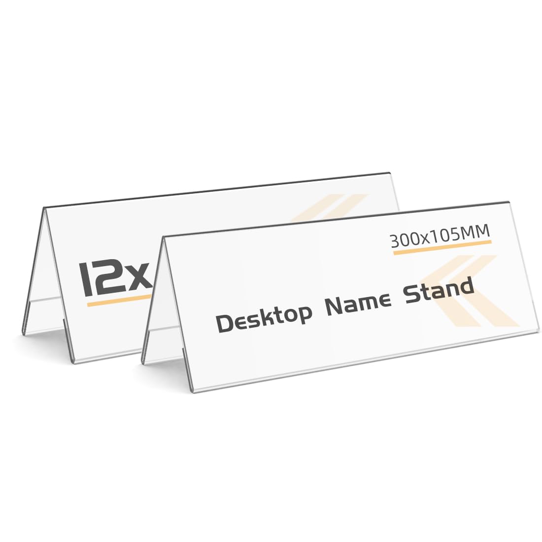 Soporte de Nombre de Escritorio 30x10,5 cm, 12 Piezas Soporte de Exhibición Transparente para Papel A4, Soporte de Tarjetas de Visita de Doble Cara para Reuniones, Bodas, Escritorios