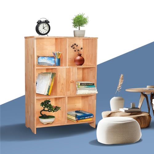 Image of 7 Cube Storage Organizer Wooden Bookshelf, 7 Cube Shelf Bookcase, Small Bookshelf Storage Organizer, 7 Cube Storage Shelf for Bedroom, Small Bookshelf for Living Room and Office (Natural, 7)