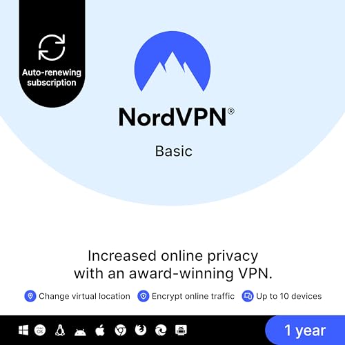 Image of NordVPN Basic, 10 Devices, 1-Year, Premium VPN Software [Amazon Subscription]