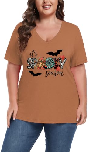 Image of ForHailey Women's Plus Size V Neck Tops Summer Short Sleeve T Shirt