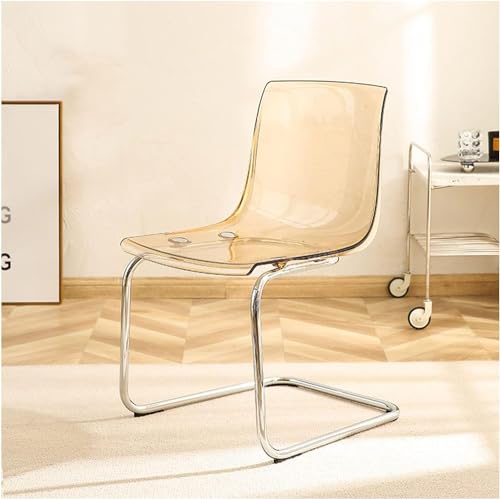 Silla minimalista de acrílico transparente con respaldo, silla de ocio transparente para sala de estar, oficina y sala de estar