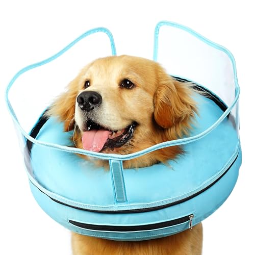 BARKLESS-Dog-Cone-Collar-Dog-Donut-Collar-After-Surgery-to-Stop-Licking-Inflatable-Dog-Cone-with-Sturdy-Shield-for-Large-Medium-Dogs-Cone-of-Shame-Alternatives-Not-Block-Vision - Cucciolini Doodles   BARKLESS-Dog-Cone-Collar-Dog-Donut-Collar-After-Surgery-to-Stop-Licking-Inflatable-Dog-Cone-with-Sturdy-Shield-for-Large-Medium-Dogs-Cone-of-Shame-Alternatives-Not-Block-Vision