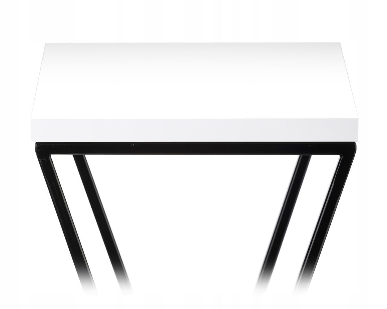 Pflanzenständer Metall 70 cm Hoch - Stabiler und Fester Blumenhocker mit Weiß MDF-Platte auf Schwarz Ständer - Blumenständer zur Dekoration Innenräumen