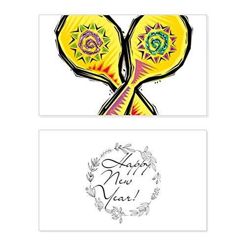 Tarjeta de felicitación para Año Nuevo con raqueta amarilla de la cultura mexicana