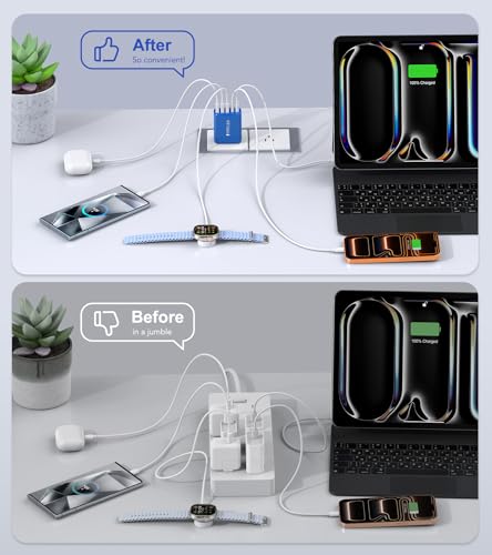 Image of (2-Pack) 50W USB C Wall Charger Block, 5-Port C Charger Fast Charging Block PD Power Adapter +QC Multiport Type C Box Brick Cube USB A Wall Plug for iPhone 15 /16 /17 Pro Max,Samsung (Dark Blue)
