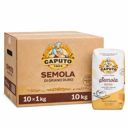 Semola Caputo Di Grano Duro, Semola Rimacinata, de trigo duro, harina ideal para pasta fresca y pan de trigo duro, Harina Italiana, Contiene 10 unidades de 1 Kg