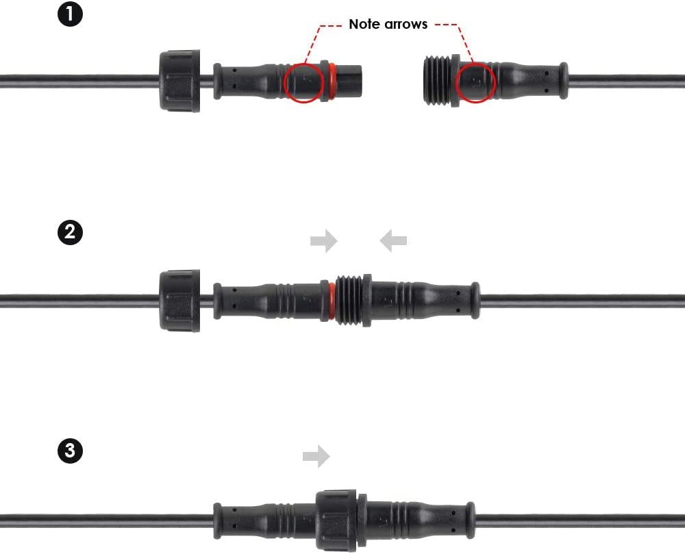 2PCS 3Pin 18AWG IP67 Extension Cable Wire with Male and Female Connectors at Both Ends for Single Color WS2811 WS2812B etc LED Strip (9.84ft Big Size, 3 PIN)