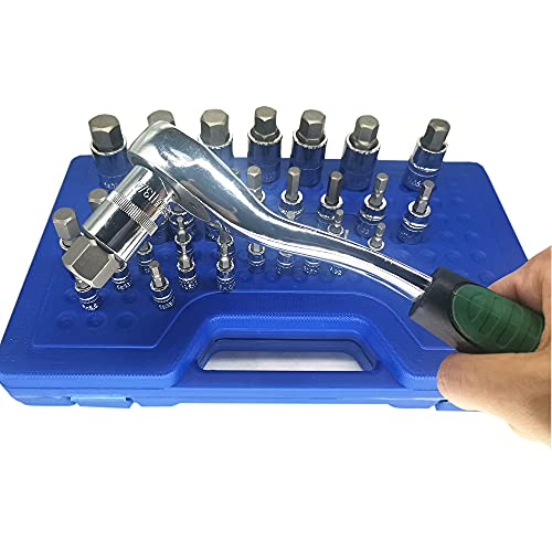 Master Hex Bit Socket Set Allen Wrench Bit Kit Hex Key For Ratchet Socket Tool Sae And Metric Set 3/8, 1/4, 1/2 Drive Socket Set 34-Piece #TOP5