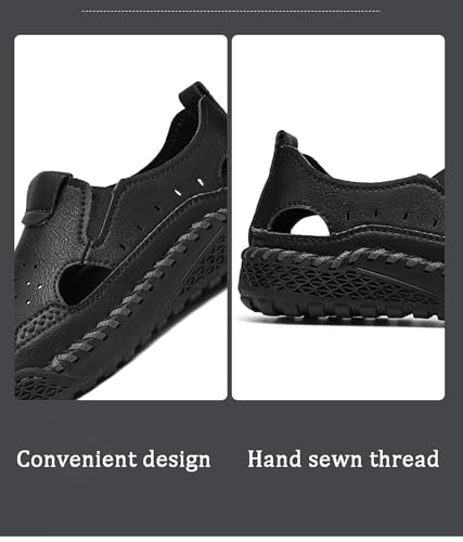 Mens Closed Toe Leather Sandals For Men Breathable Summer Shoes Fisherman Men's Outdoor Casual Shoe4