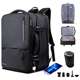 [KINGSLONG] ビジネスリュック リュックサック 拡張機能25-55L 真空圧縮バッグ付き 真空ポンプ付き 多層収納 多ポケット 防水 おしゃれ 4way メンズ リュック 通勤 出張 通学 旅行 USBボート付き 15.6-17.3インチPC収納可能